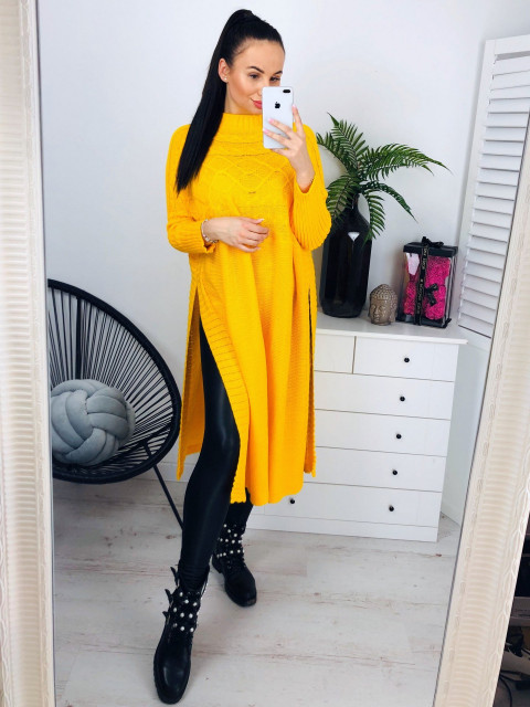 Dámský prodloužený žlutý svetr