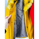 Žlutý kabát na knoflíky s kožešinkou