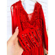 Dlouhé červené společenské šaty s páskem