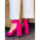 Růžové sandálky s hrubým podpatkem