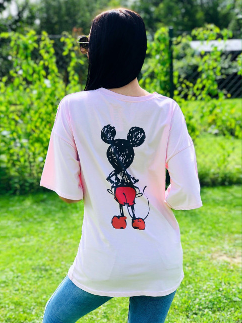 Oversize růžové tričko Mickey Mouse