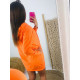 Teplákové oranžové šaty s kapucí
