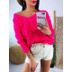 Dámský růžový pletený svetr