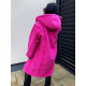 Růžový Teddy kabát s kapucí