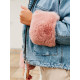 Dámská riflová bunda s kožešinou růžová