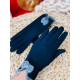 Dámské modré rukavice s mašlí