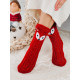 Červené zateplené vánoční ponožky s oušky