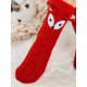 Červené zateplené vánoční ponožky s oušky