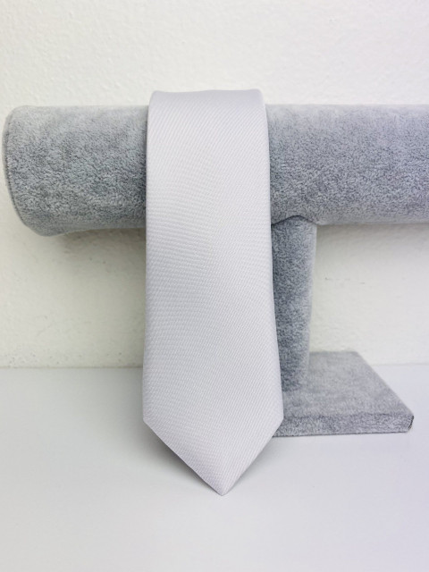 Pánská bílá úzká kravata