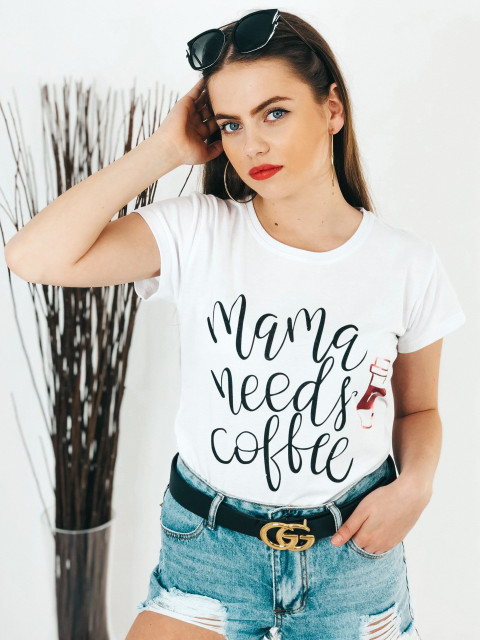 Dámské bílé tričko Mama needs coffee