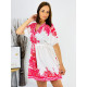 Dámské bílo-růžové šaty s páskem