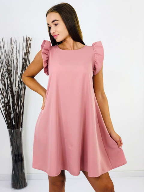 Dámské růžové šaty s volány