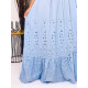 Exkluzivní dlouhé modré šaty s krajkou na ramínka