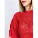 Dámský červený svetr s tříčtvrtečními rukávy