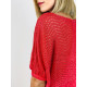 Dámský červený svetr s tříčtvrtečními rukávy
