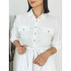 Dámské bílé košilové šaty s páskem a knoflíčky