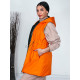 Dámská oranžová koženková vesta s kapucí