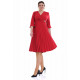 Dámské červené šaty s plisovanou sukní a 3/4 rukávem