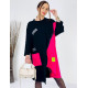 Oversize dámské trendy teplákové šaty se zipem - růžové
