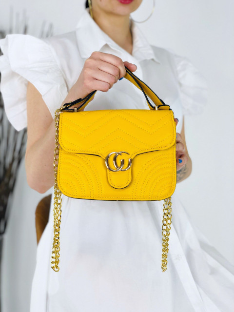 Dámská elegantní kabelka se zlatým řetězem Gucce - žlutá