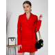Červené elegantní sakové šaty s krajkou na rukávech