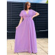 Dámské dlouhé společenské šaty s véčkovým výstřihem pro moletky - fialové