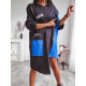 Oversize dámské trendy teplákové šaty se zipem - modré