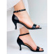 Černé dámské sandály na nízkém podpatku s hranatou špičkou