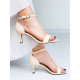 Béžové dámské sandály na nízkém podpatku s hranatou špičkou