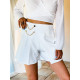 Dámská bílá kalhotová sukně s řetízkem
