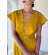 Exkluzivní dámské společenské šaty s páskem a kamínky pro moletky- žluté