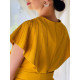 Exkluzivní dámské společenské šaty s páskem a kamínky pro moletky- žluté