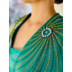 Exkluzivní dámské společenské šaty s páskem a kamínky pro moletky- zelené