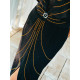 Exkluzivní dámské společenské šaty s páskem a kamínky pro moletky- černé
