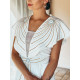 Exkluzivní dámské společenské šaty s páskem a kamínky pro moletky- bílé