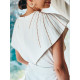 Exkluzivní dámské společenské šaty s páskem a kamínky pro moletky- bílé