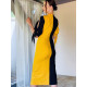 Dámské exkluzivní žluto-černé společenské šaty pro moletky