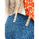Dámská slaměná kabelka s řemínkem - modrá