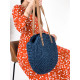 Dámská slaměná kabelka s řemínkem - modrá