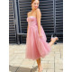Exkluzivní dámské růžové společenské šaty s tylovou sukní