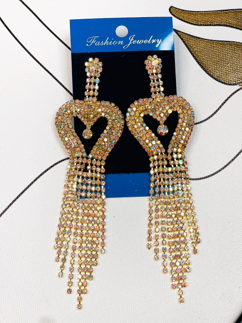 Exkluzivní dámské štrasové náušnice s ozdobnými zlatými kamínky