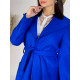 Dámský kabát s kapucí a páskem - modrý