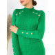 Dámské pletené rolákové šaty se zlatými knoflíčky FENDELA - zelené
