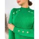Dámské pletené rolákové šaty se zlatými knoflíčky FENDELA - zelené