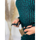 Dámské pletené rolákové šaty s páskem a zipem FND - zelené