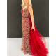 Exkluzivní dlouhé dámské společenské šaty s odnímatelnou tylovou sukní - červené