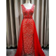 Exkluzivní dlouhé dámské společenské šaty s odnímatelnou tylovou sukní - červené