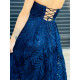 Dámské modré exkluzivní společenské šaty s krajkou Arabel