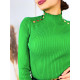 Dámský zelený rolákový svetr s knoflíčky