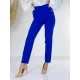 Dámské elegantní kalhoty s vysokým pasem a knoflíčky - modré